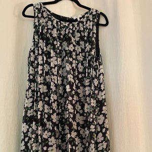 JOIE A-LINE PLEAT-FRONT SUNDRESS BLACK DAISY PRINT - SIZE LARGE